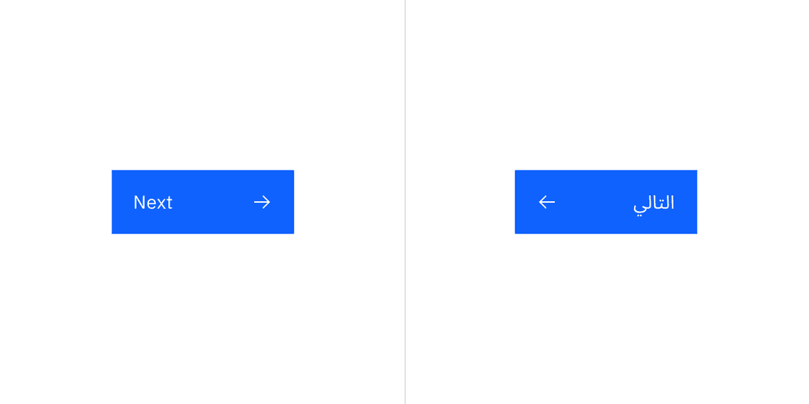 Primary button without and with RTL.